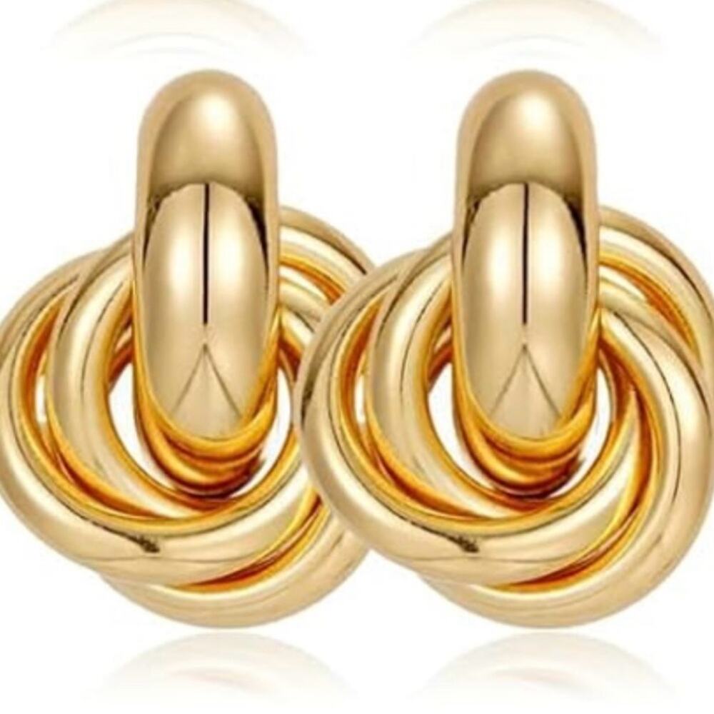 Gold Knot Earrings 14k gold plated